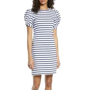 Lilly Pulitzer Anabella Dress Womens Medium High Tide Navy Blue Striped Dress